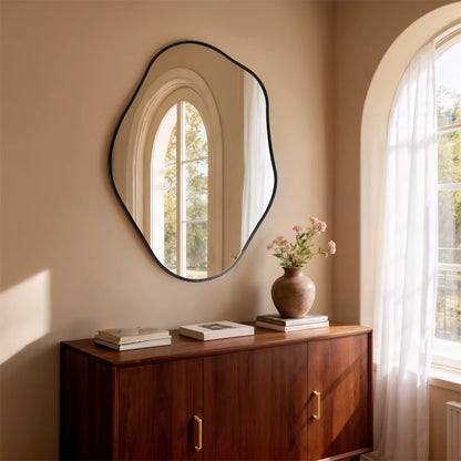 Irregular Wall Mirror with Black Aluminium Frame – 3 Sizes