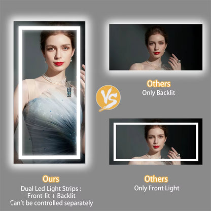 Extra Large Rectangle RGB Smart Mirror with Bluetooth & Date/Temperature Display