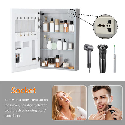 Smart LED Bathroom Mirror Cabinet with Bluetooth Speaker, Music Control, Anti-fog,Front Light