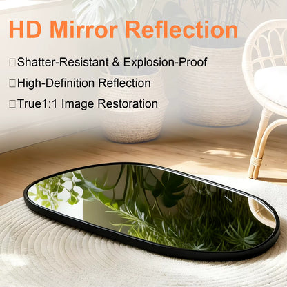 Black Asymmetrical Wall Mirror with Tempered Glass – 54.5 × 85.5 cm