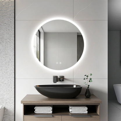 Backlit Round LED Bathroom Mirror, Dimmable Anti-Fog Waterproof Vanity Mirror