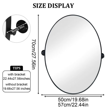 Black Oval Pivot Bathroom Mirror with Adjustable Tilt – 50 × 70 cm