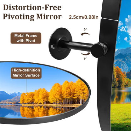 Black Oval Pivot Bathroom Mirror with Adjustable Tilt – 50 × 70 cm