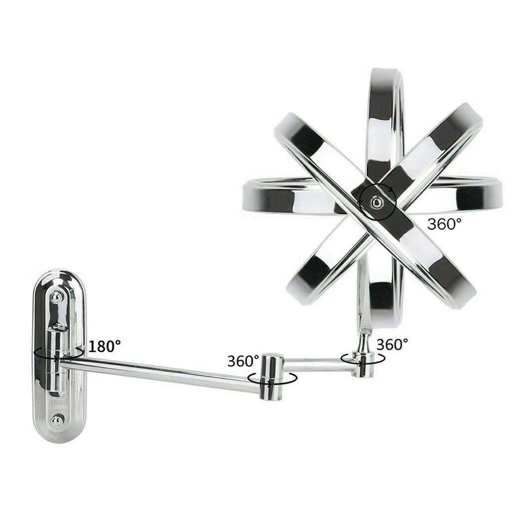Round Wall-Mounted Magnifying Mirror with Extendable Arm – 5X or 10X