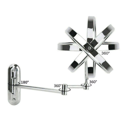 Round Wall-Mounted Magnifying Mirror with Extendable Arm – 5X or 10X