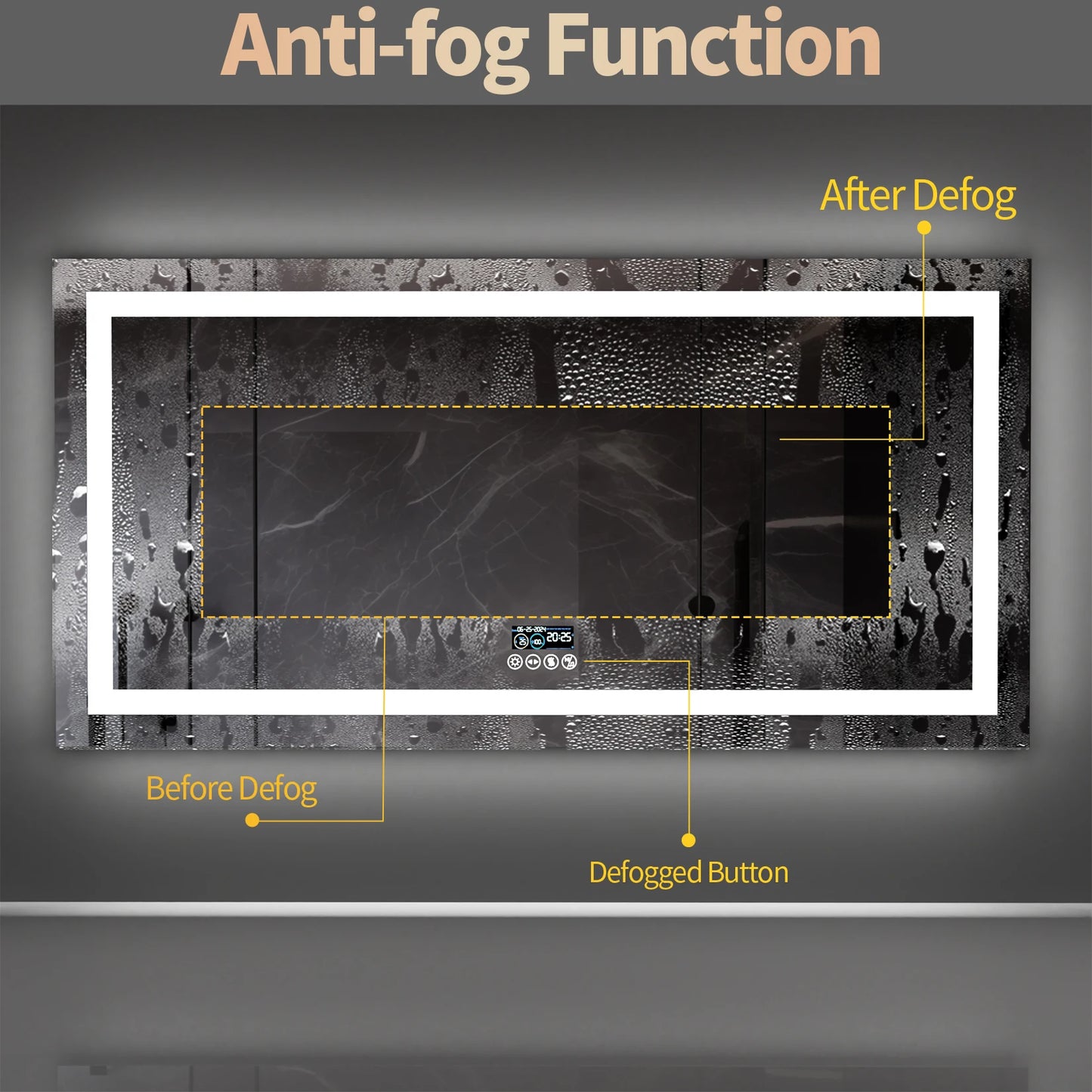 New Generation Smart Bathroom Mirror, Extra Large Rectangle Vanity Mirror with Dual Lights, Anti-Fog, Bluetooth Speakers, 3 Colors Temperature & Dimmable