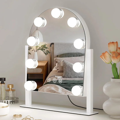 Vanity Mirror with 9 Dimmable Lights, 3 Color Modes, 15x Magnification
