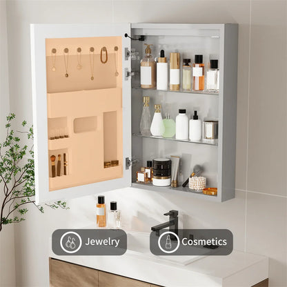 Smart LED Bathroom Mirror Cabinet with Bluetooth Speaker, Music Control, Anti-fog,Front Light