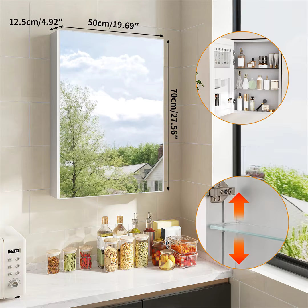 Bathroom Mirror Cabinet with Soft-Close Door, 50x70cm Shaving Cabinet