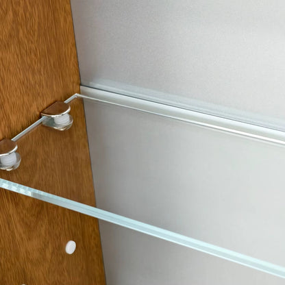 Walnut-Effect Bathroom Mirror Cabinet with Sensor Light – 4 Sizes
