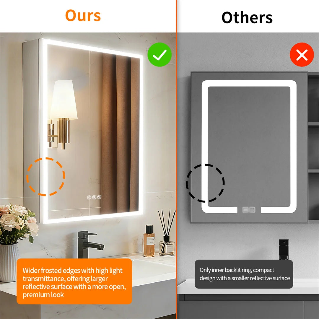Smart LED Bathroom Mirror Cabinet with Bluetooth Speaker, Music Control, Anti-fog,Front Light