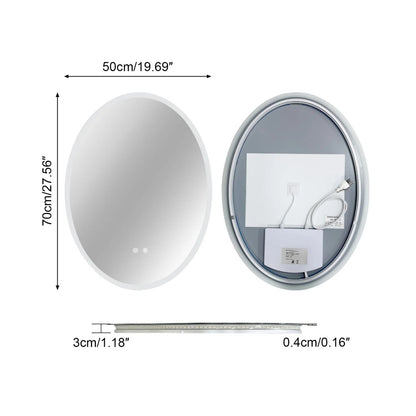 Oval LED Backlit Bathroom Mirror with 3 Color Lighting and Anti-fog