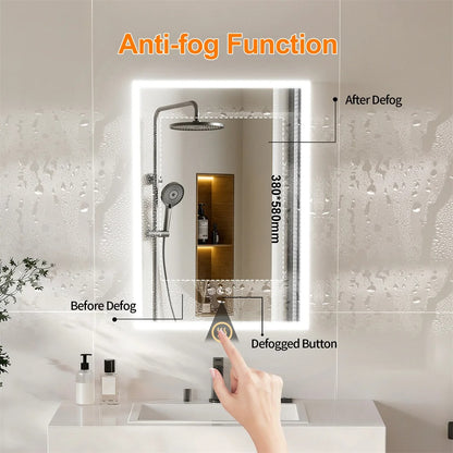 Smart LED Bathroom Mirror Cabinet with Bluetooth Speaker, Music Control, Anti-fog,Front Light