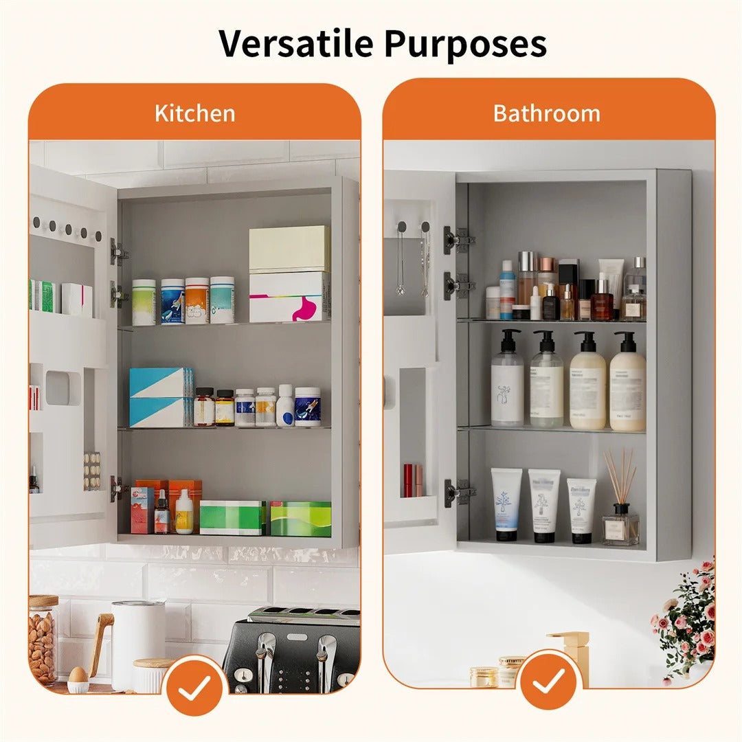 Bathroom Mirror Cabinet with Soft-Close Door, 50x70cm Shaving Cabinet