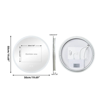 Backlit Round LED Bathroom Mirror, Dimmable Anti-Fog Waterproof Vanity Mirror