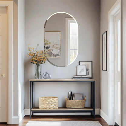 Long Oval Bathroom Mirror, Classic Vanity Mirror with Beveled Edge.
