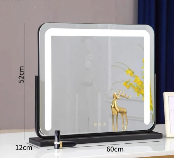 Large Vanity Makeup Mirror with Light – Detachable 15X Magnifier, 3 Color Modes, Touch Control & 360° Rotation