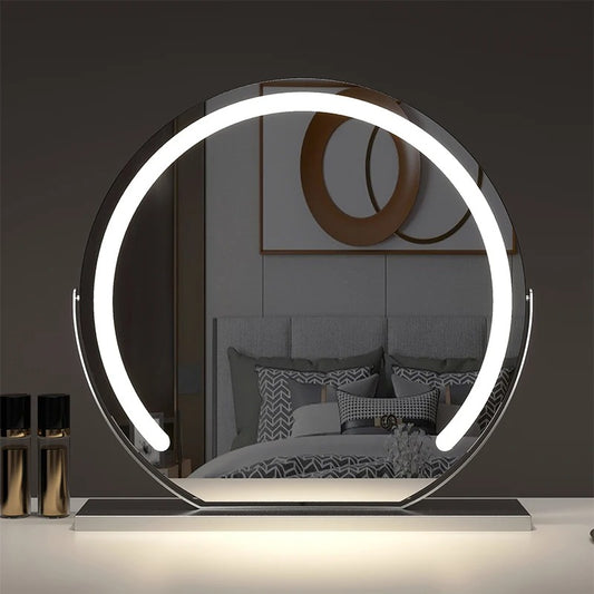 LED Vanity Mirror with Lights - Round Makeup Mirror with 10X Magnification, Smart Touch Dimmable 3 Modes, and 360° Rotation for Bedroom
