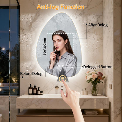 Irregular Illuminated Backlit LED Bathroom Mirror, 3 Colors Setting Anti-fog