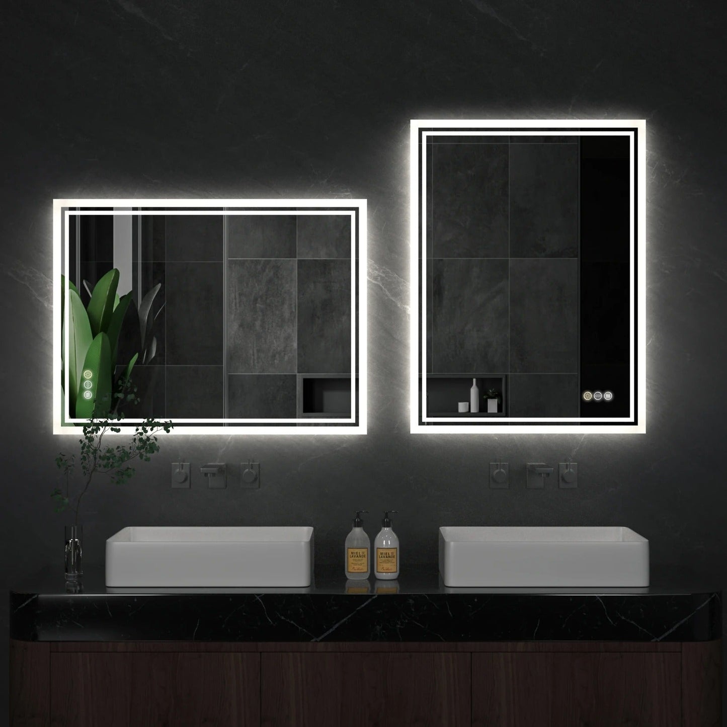 Backlit Rectangle Large LED Bathroom Vanity Mirror, Dimmable, Touch Control, Waterproof