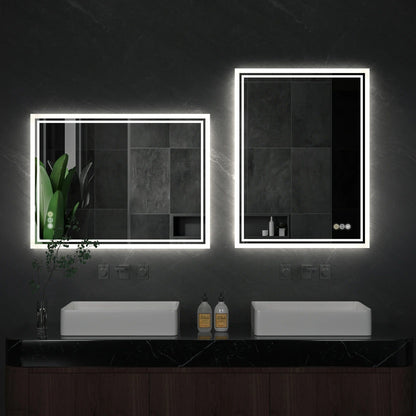 Rectangle Backlit Large LED Bathroom Vanity Mirror, Dimmable, Touch Control, Waterproof