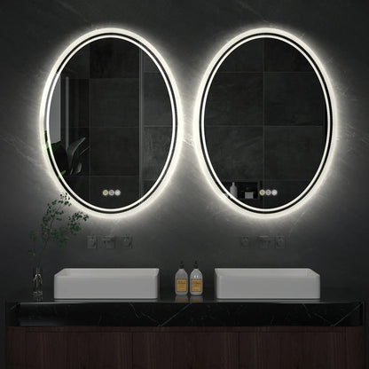 Oval Backlit Light LED Makeup Bathroom Mirror or Wall Mounted, Vanity Mirror  Frameless ,Anti-Fog