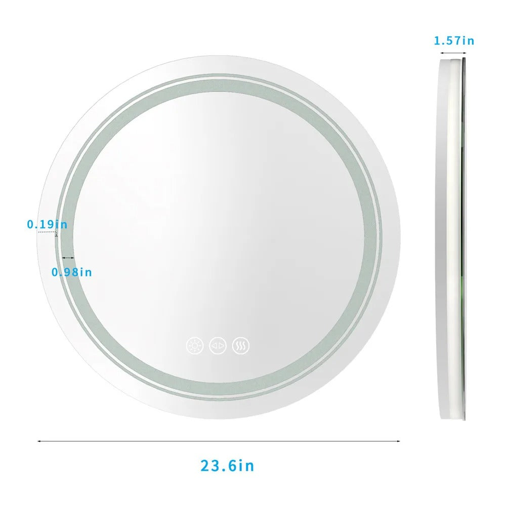 Double Lights LED ROUND Bathroom Vanity Makeup Mirror Dimmable, Anti-Fog Circle Wall Mounted Mirror