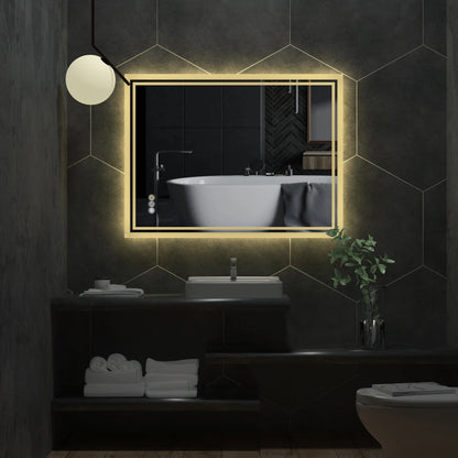 Backlit Rectangle Large LED Bathroom Vanity Mirror, Dimmable, Touch Control, Waterproof