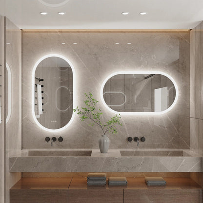 Backlit Light Oval Arched Large LED Makeup Bathroom Mirror, Anti-Fog, 3-Color Smart Mirrors