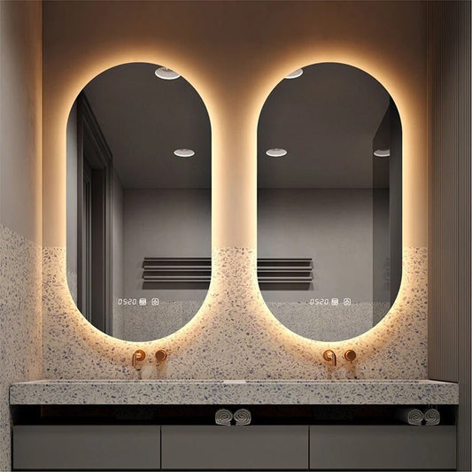 Backlit Light Vertical Oval LED Makeup Bathroom Mirror or Wall Mounted, Vanity Mirror  Frameless ,Anti-Fog