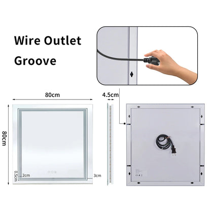 Square Glitzy RGB Double Light80cm x 80cm LED Mirror Dimmable 11 Color Changing Smart Anti-Fog